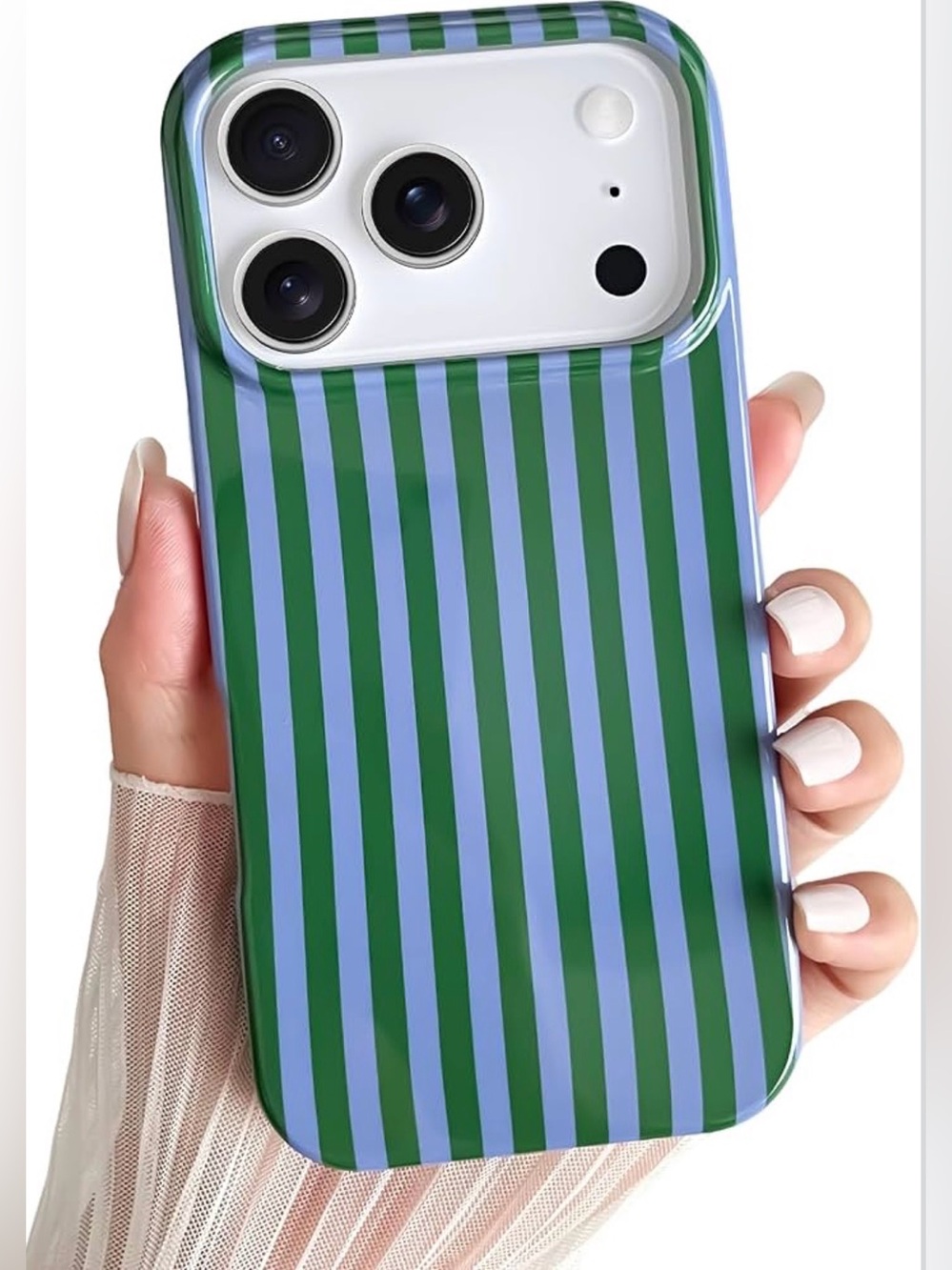 New iPhone 17 Pro Max Striped Phone Case Green & Blue